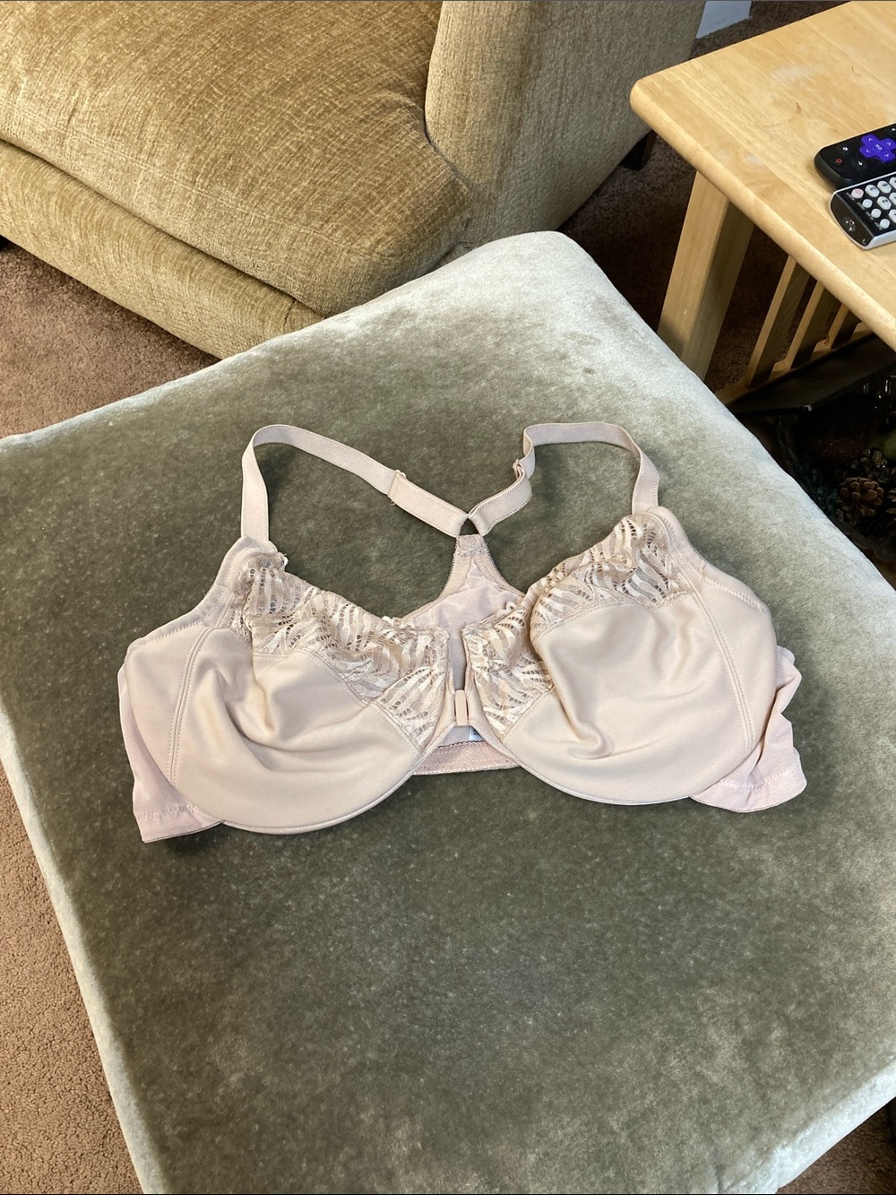 Glamorise Light Pink Lace-Trim Full Coverage Bra